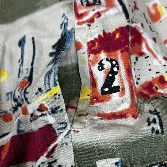 Units Woman Jacket 2X Abstract Print Button Front Long Sleeve Boxy Cotton Coat - Picture 5 of 15